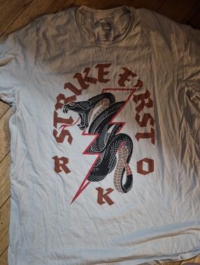 Randy Orton Strike First Reptile Graphic Tee - White, Black & Red Snake Design